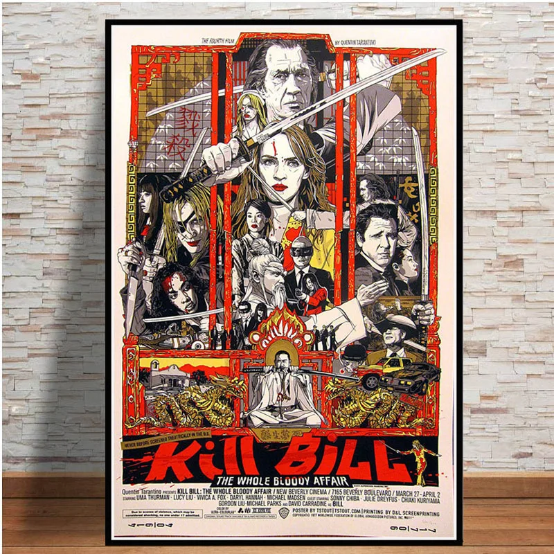 Плакат и принты Горячая убийца Билла целлюлозы фильма винтажная живопись