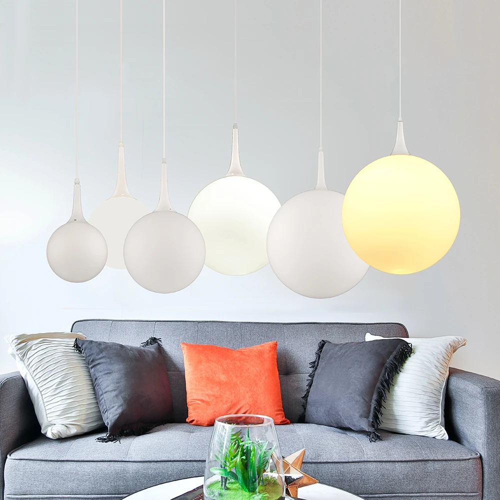 Лофт современный простой подвесной светильник светодиодный E27 молочно белый