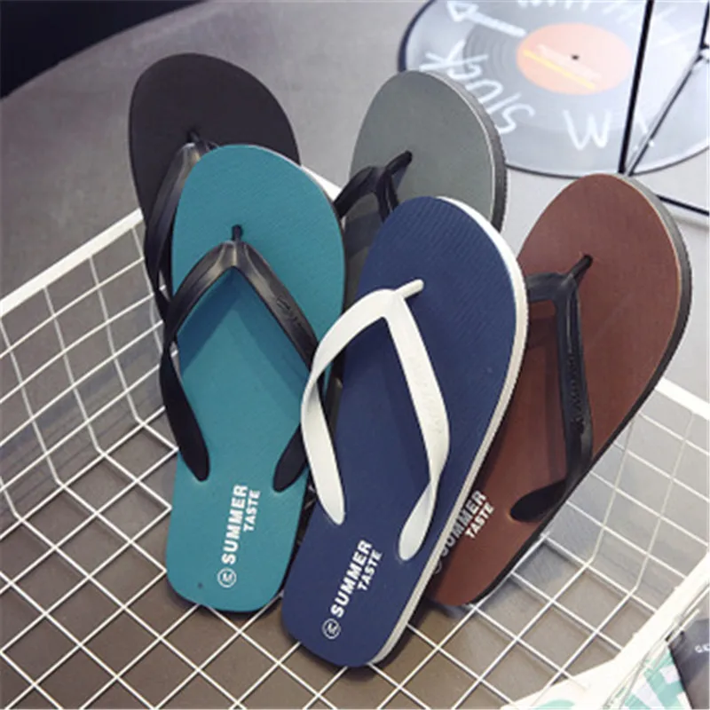 

Summer Men's PVC Flip-flops Men's New Casual Outdoor Beach Sandals and Slippers Adult Large Size Thick-soled No-slip Slippers