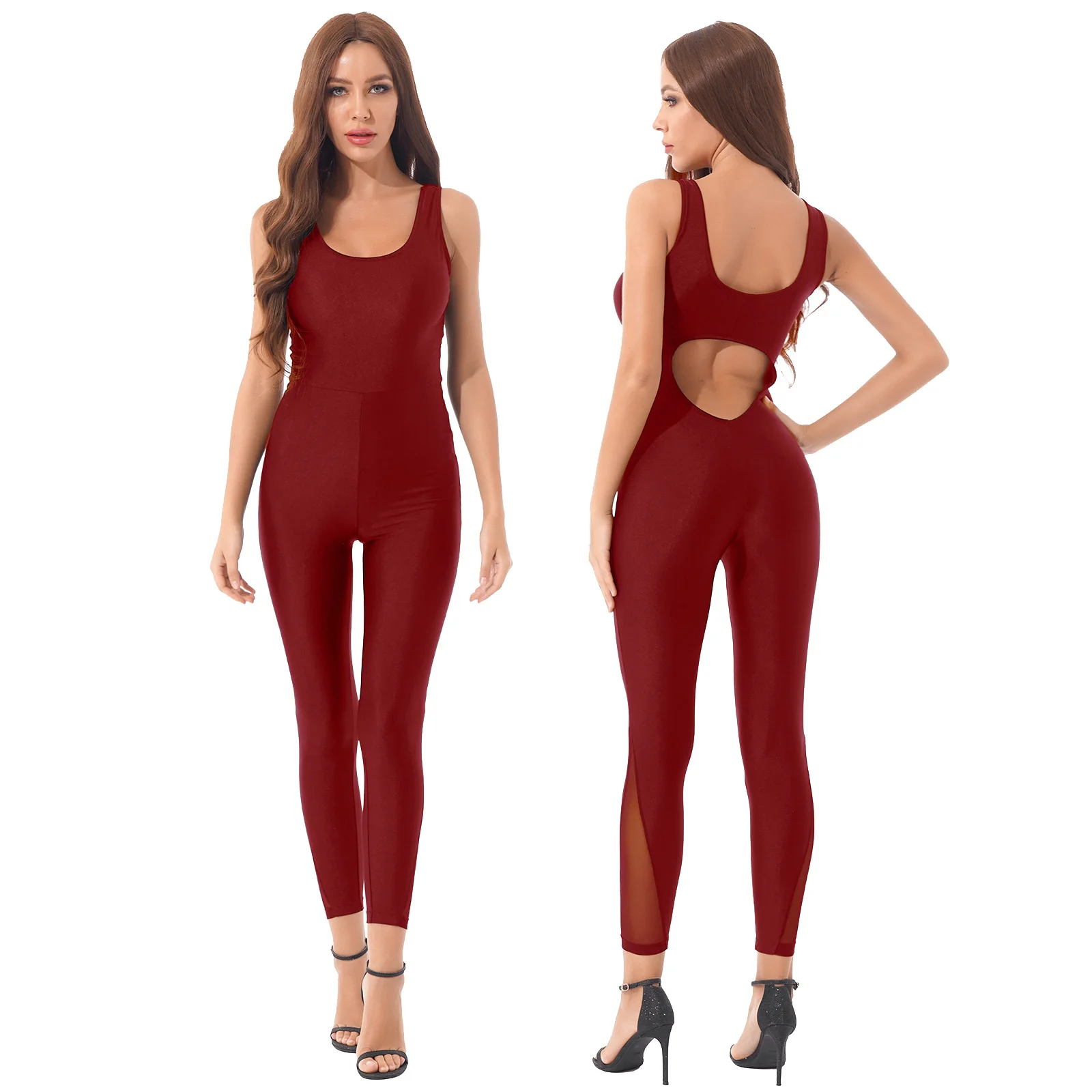 

Female Workout Fitness Sports Jumpsuit Playsuit Women Casual Gymnastics Jumpsuit Open Back Bodycon Pants Leotards Ladies Romper