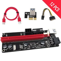 12pcs high quality ver 009s pci e 1x to 16x ler riser card extender pci express adapter usb 3 0 cable power supply for btc