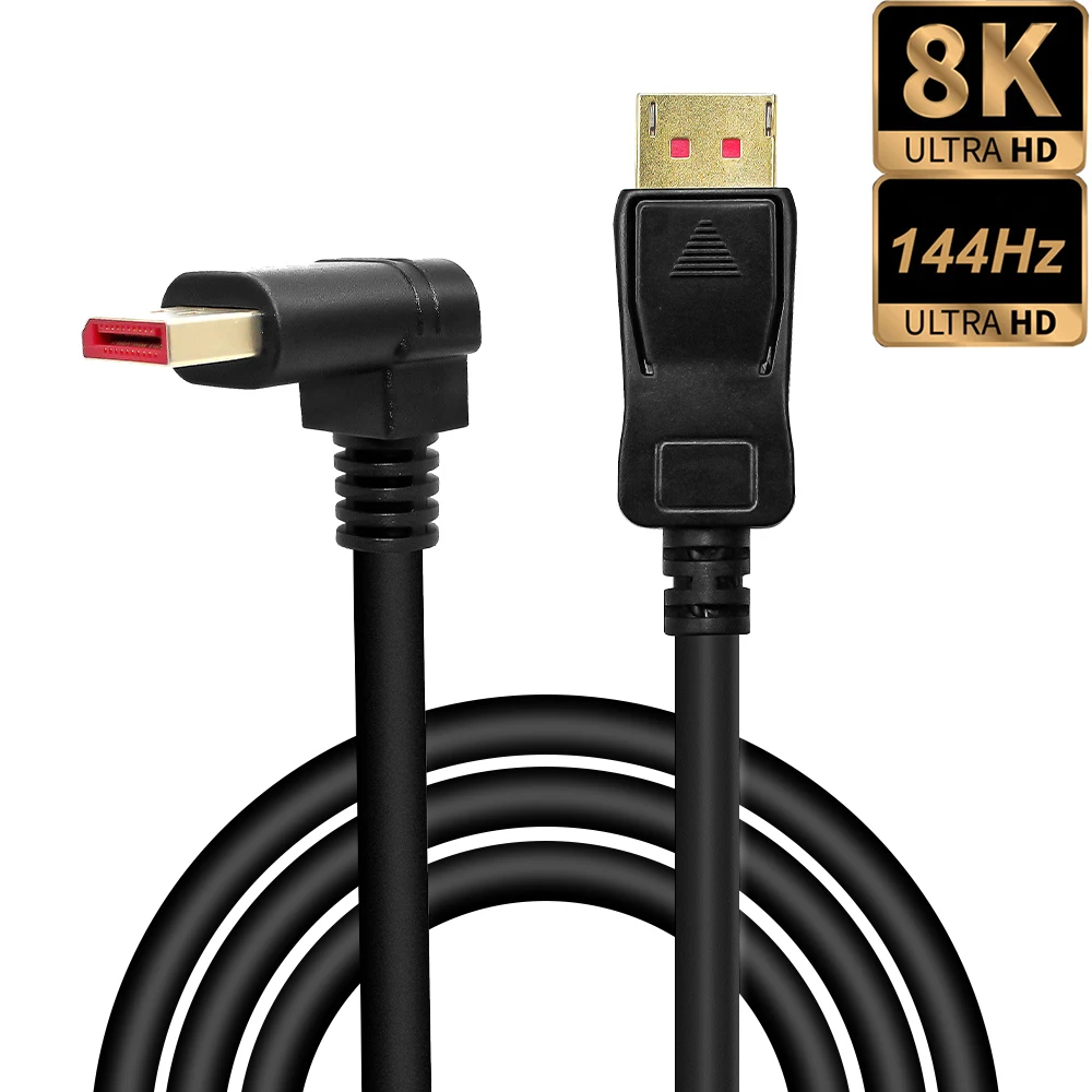 Порт дисплея DP 1 4 Кабель 8 м угол 90 градусов 8K @ 60 Гц 4K 144 HDR высокая скорость 32 Гбит/с