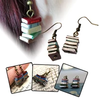 classic stack of books drop dangle earrings multicolor book pendant earrings for women girl ll17
