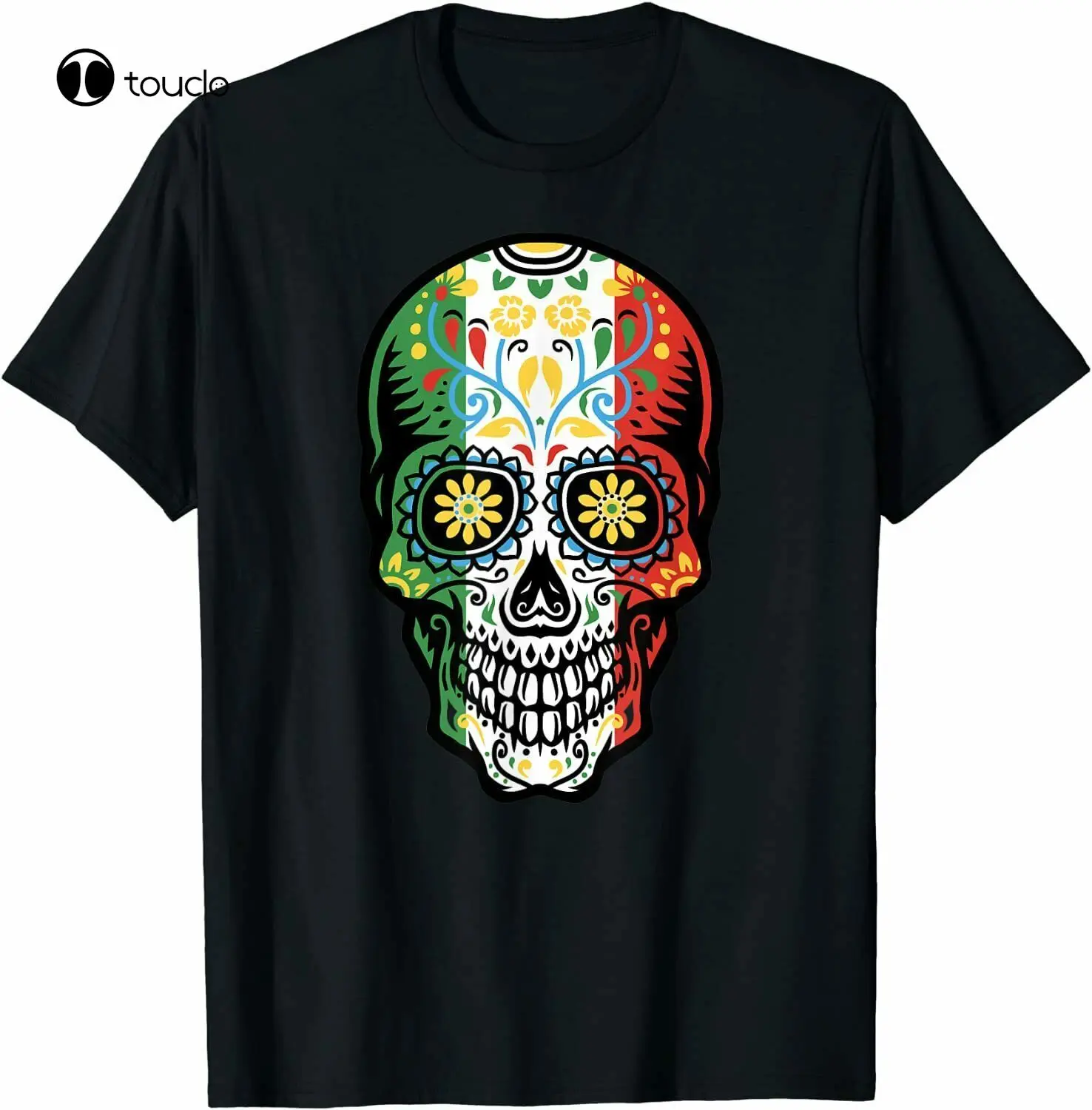 

New Sugar Skull Cinco De Mayo Mexican Flag T-Shirt Cotten Tee Shirt Unisex