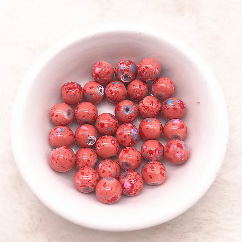 

New 6/8mm Painted Charm Glass Beads Loose Spacer Beads for Jewellery Making DIY Bracelet&Necklace