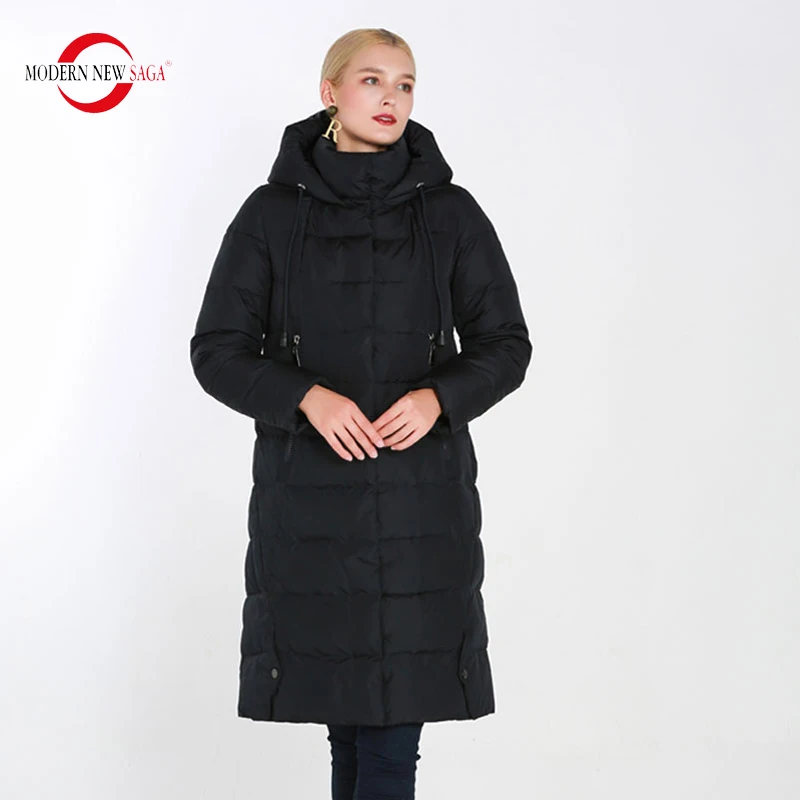 MODERN NEW SAGA 2020 Зимнее Женское Пальто Длинная Куртка С Капюшоном Высокое Качество