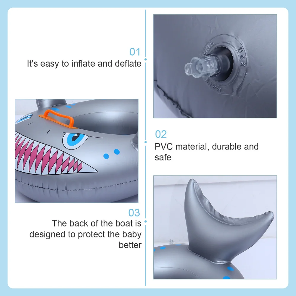 

1pc Baby Seat Swim Ring Shark Design Children's Steering Wheel Seat Swim Ring