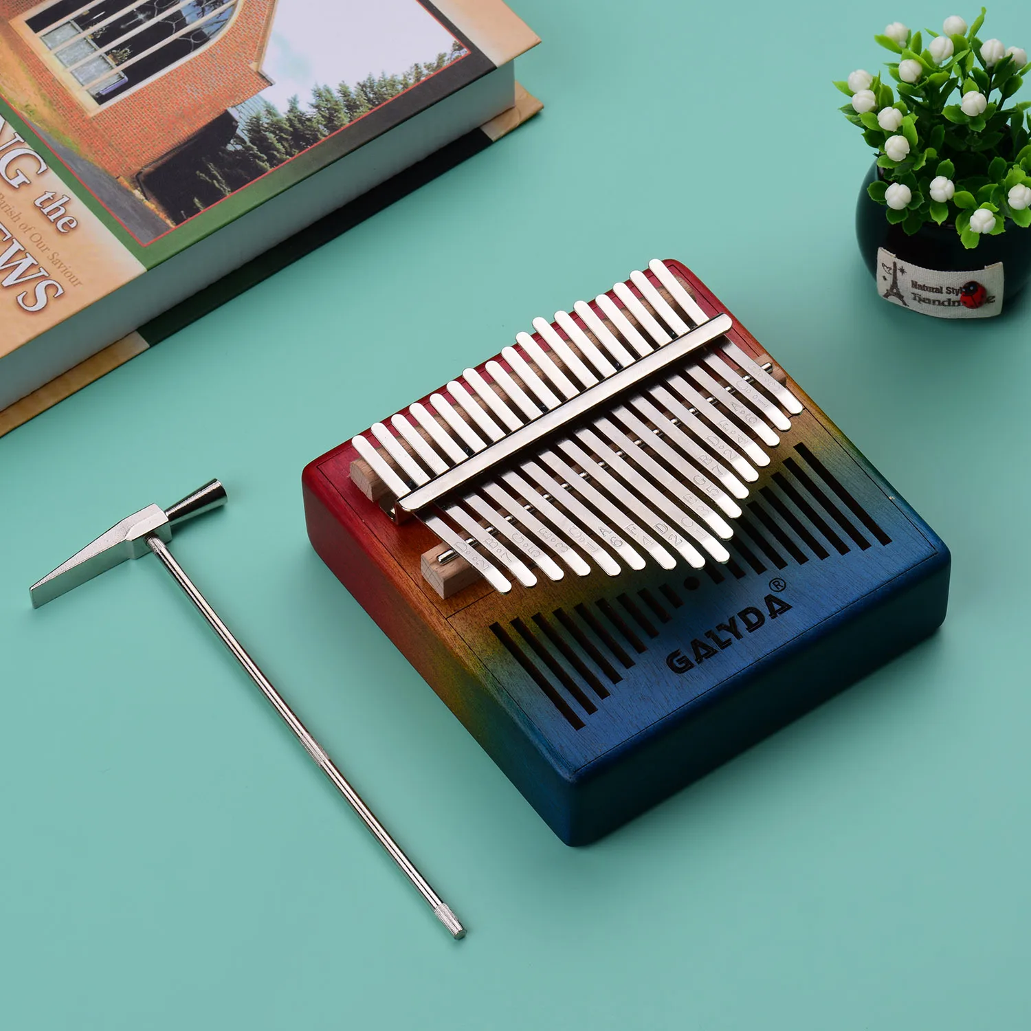 

17-Key Thumb Piano Wooden Kalimba Mbira Musical Instrumnet with Carrying Bag Tuning Hammer Finger Protector Sticker Wipe Cloth