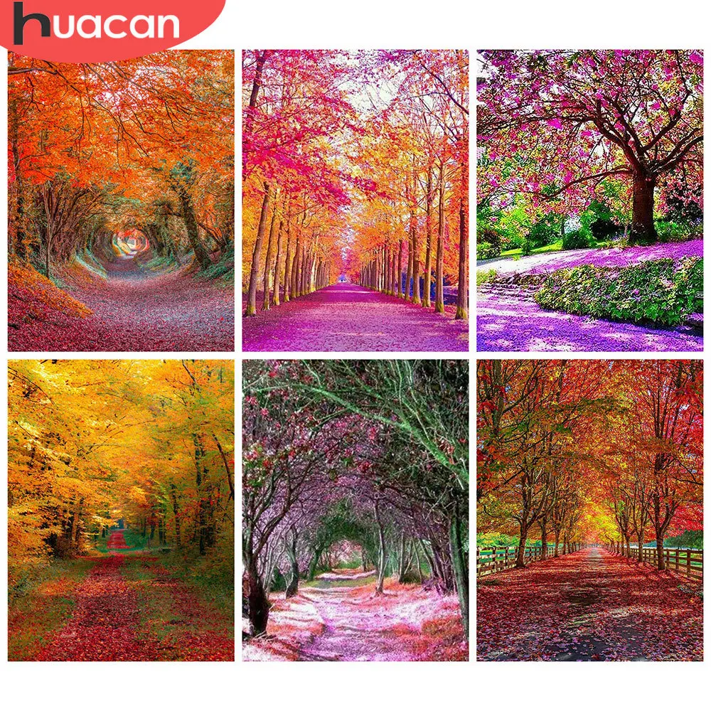 

Алмазная 5d картина HUACAN, полноразмерная мозаика с мотивом дерева, для творчества, вышивка с мотивом пейзажа, набор для домашнего декора