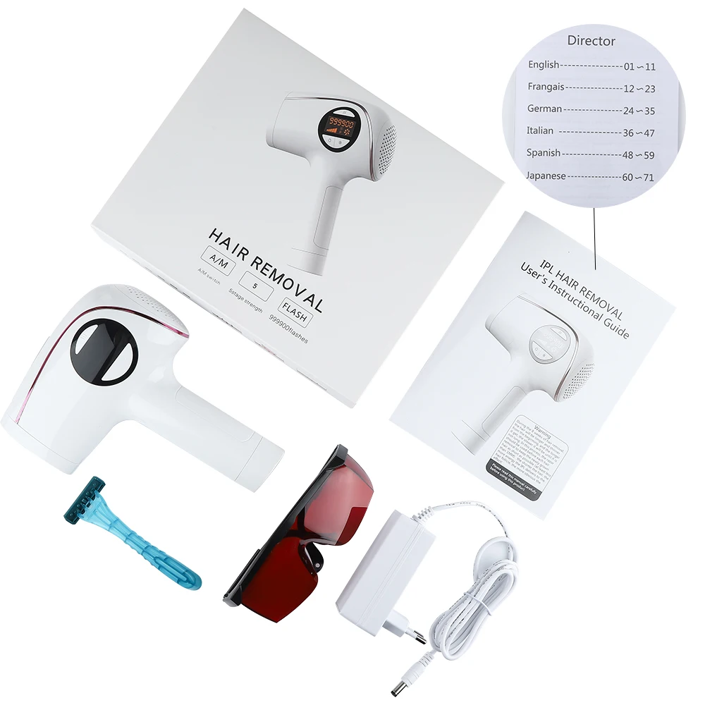 

999999 Flashes Electric Epilator Ice Cool IPL Laser Hair Removal Machine Painless Permanent Body Facial Laser Hair Remover