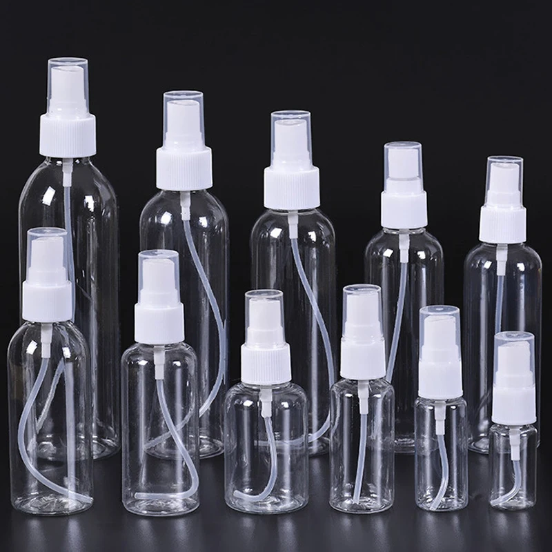 

100pcs 10ml 30ml 50ml 60ml 100ml Empty Clear Plastic Spray Bottle Medical Oral Liquid Pack Fine Mist Atomizer Cosmetic Container