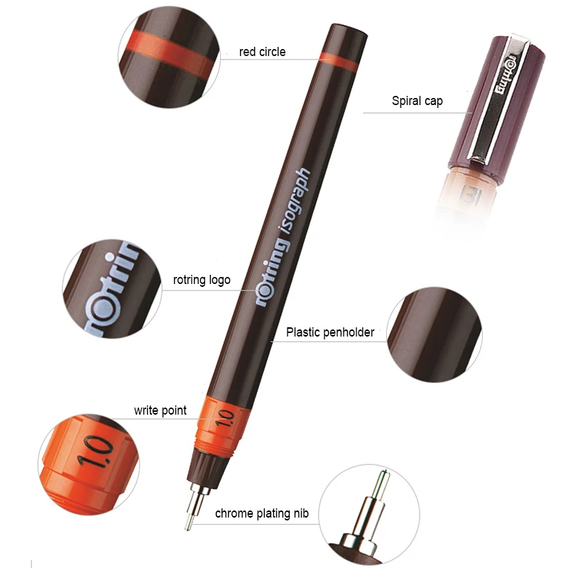 Ручка для рисования Rotring isographic Заполняемые чернила 0 1-1 мм ручка с пористой точкой