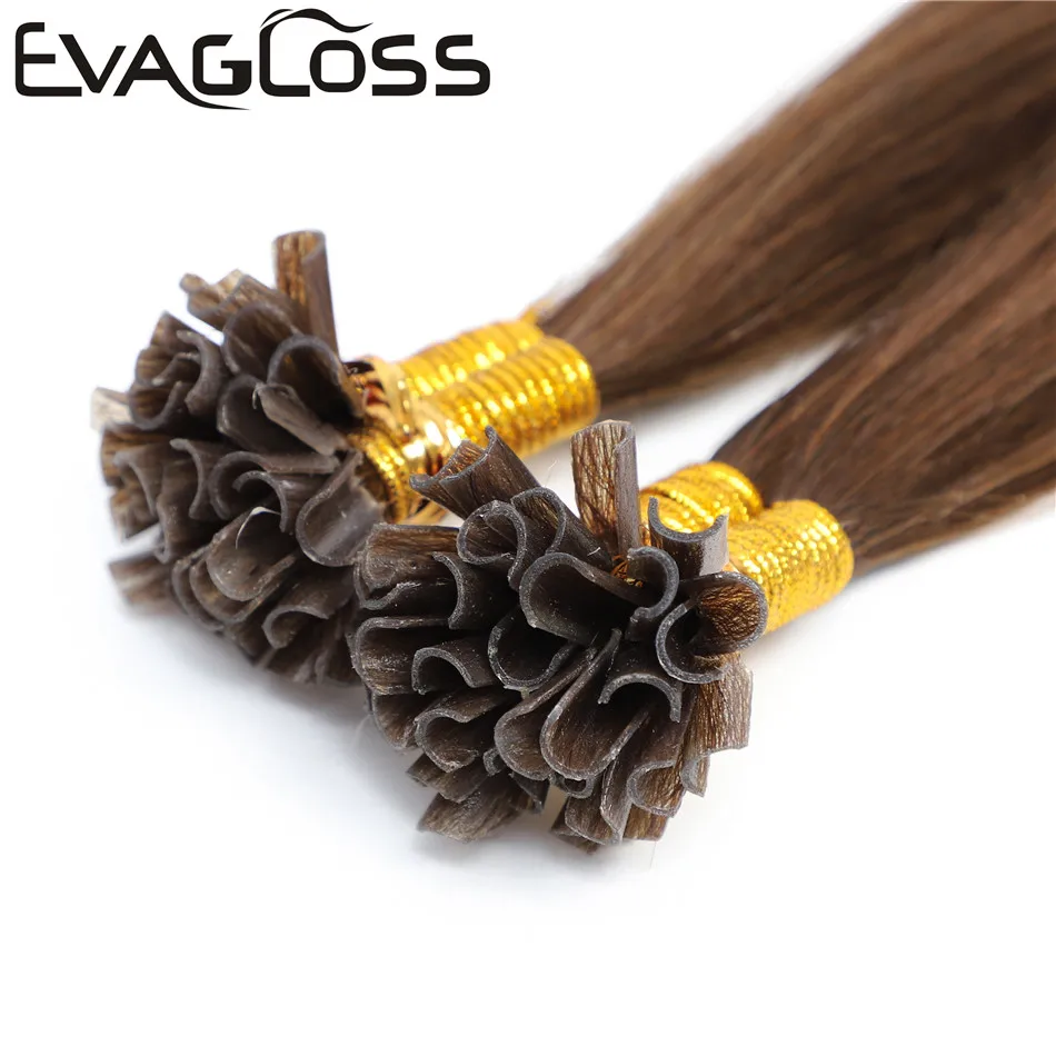 EVAGLOSS 1 г/прядь прямые человеческие волосы Remy Fusion кератиновые для наращивания u