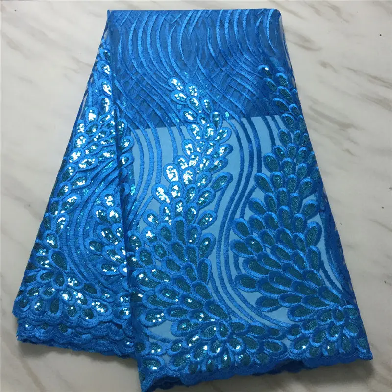 

Hot selling White African french tulle lace fabrics high quality 2020 sequence Nigerian sequins lace fabrics for women dress