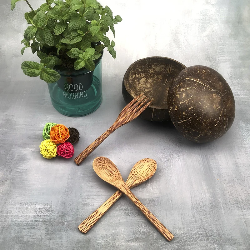 Чистый натуральный чашка в виде кокоса деревянной ложкой Материал мастерство