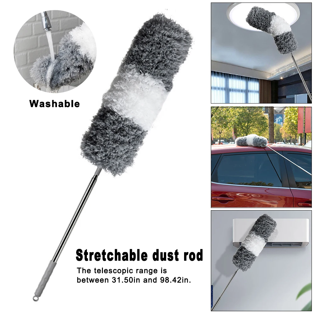 Раздвижная Гибкая мягкая микрофибра для удаления пыли телескопическая щетка