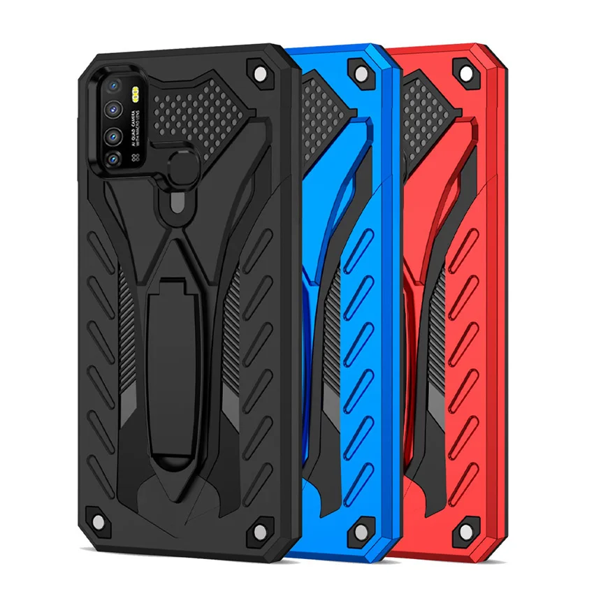 armor silicone shockproof case for infinix smart 5 hot 9 10 play lite 10s 10i stand holder hard pc back cover phone fundas free global shipping
