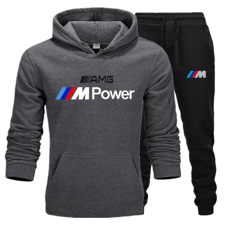 

AMG-BMW-Brand Clothing Sets Men Casual Tracksuit 2 Piece Set Hoodie and Pants Men Sweater Set Sport Suit Street Jackets S-3XL