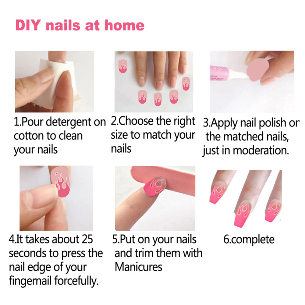 3 вида стилей 72pcs Пламя узор Ложные Типсы для ногтей художественная палитра