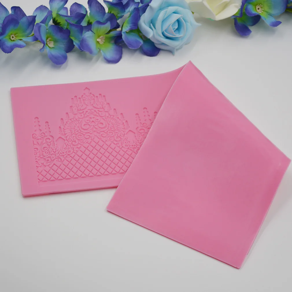 Новый большой размер Корона кружева коврик силиконовая форма для кексиков формы