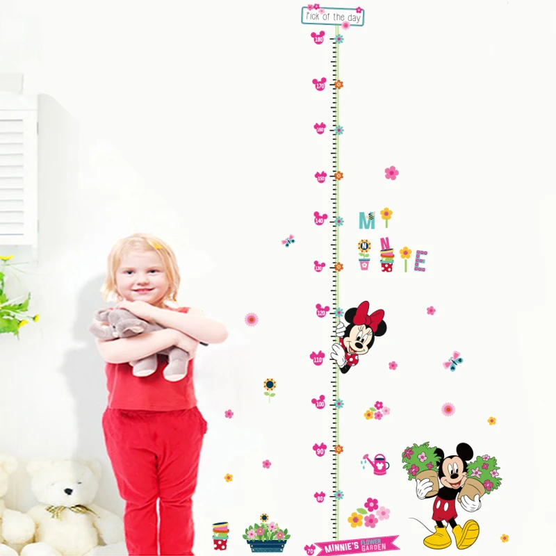 

Disney Minnie Mickey 25*70cm Height Measure Wall Decals Bedroom Home Decor Growth Chart Stickers Pvc Mural Art