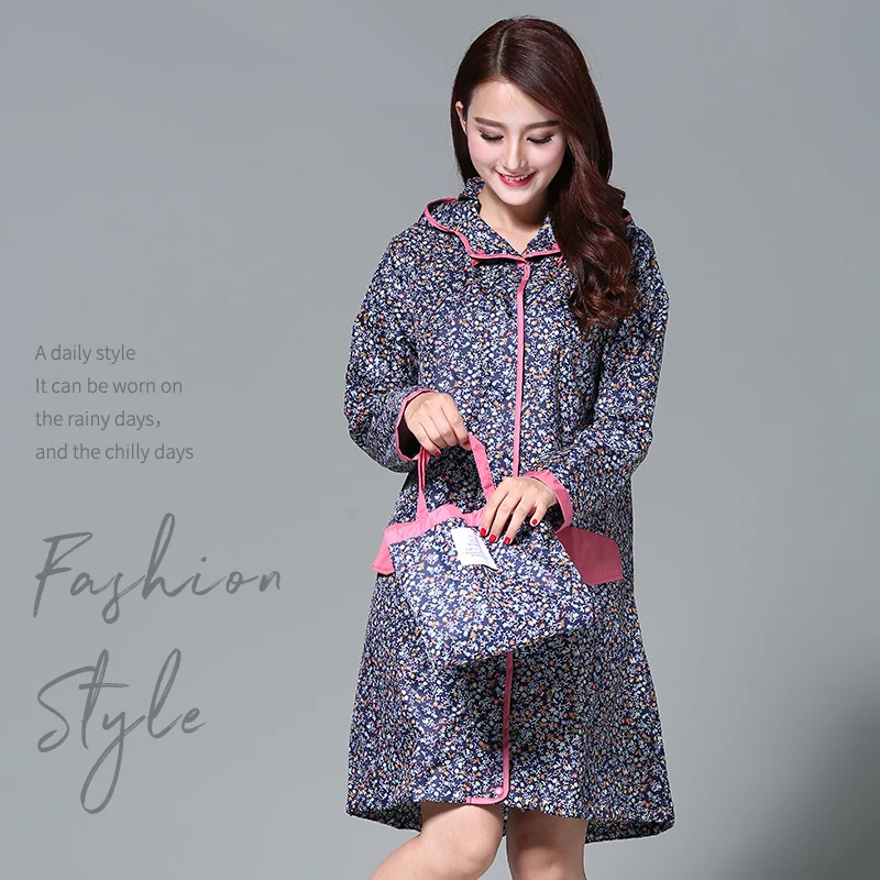 Плащ-дождевик с цветочным принтом в японском и корейском стиле для взрослых