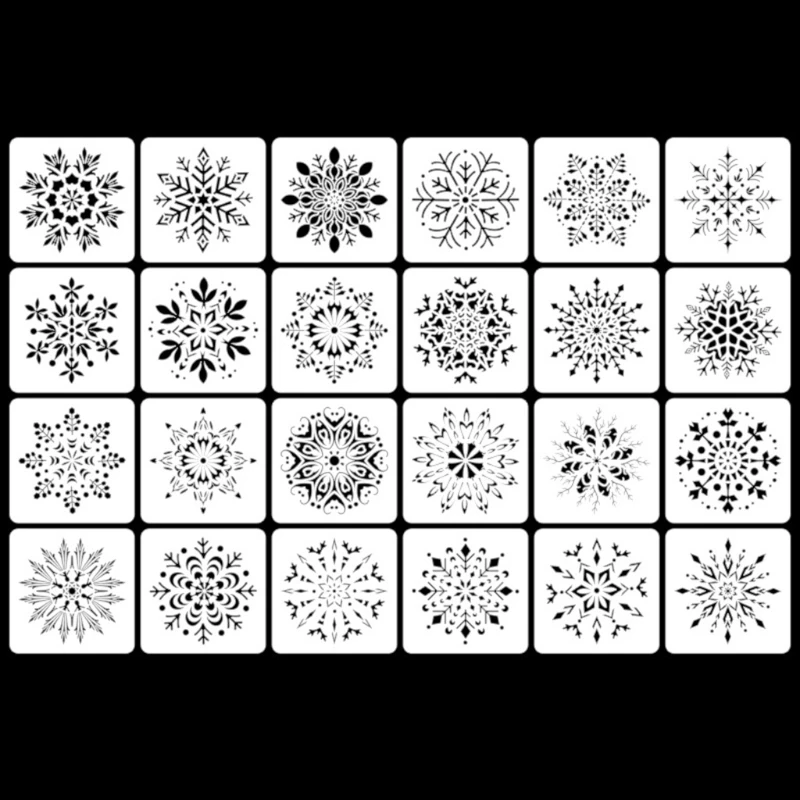 

Pack of 24pcs Classic Hollow-out Mandala Snowflakes PET Template Set Reusable top quality