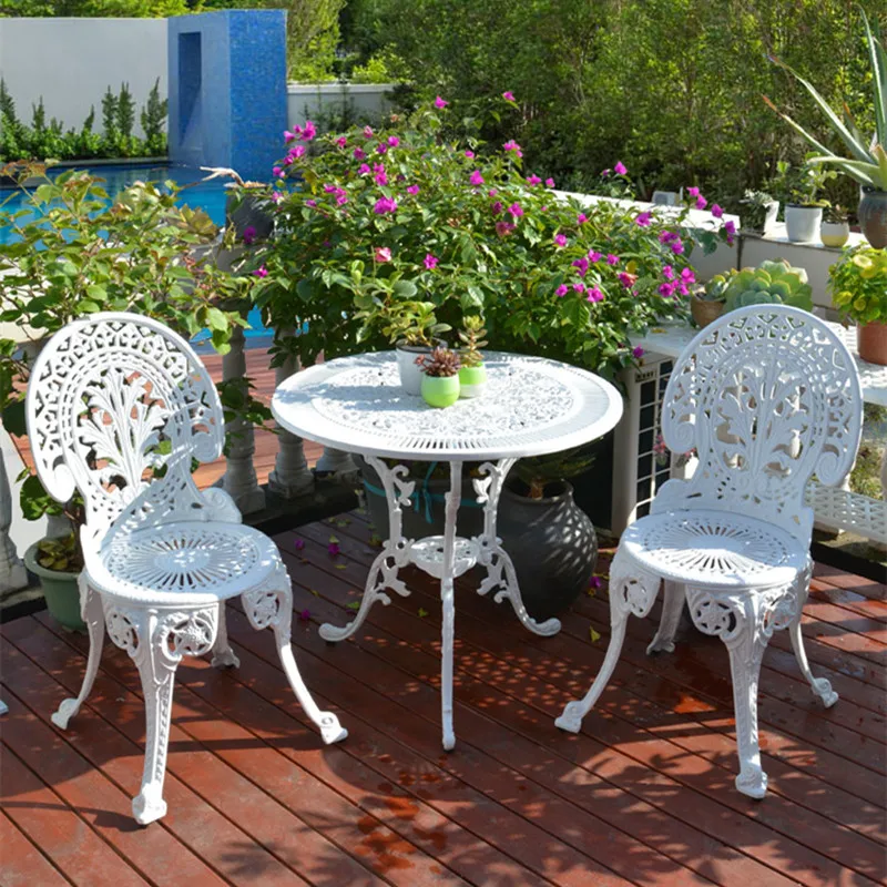 

Hot sale -CAST ALUMINIUM GARDEN FURNITURE SET ~~ TABLE AND 2 CHAIRS ~~ VICTORIAN STYLE -garden chair