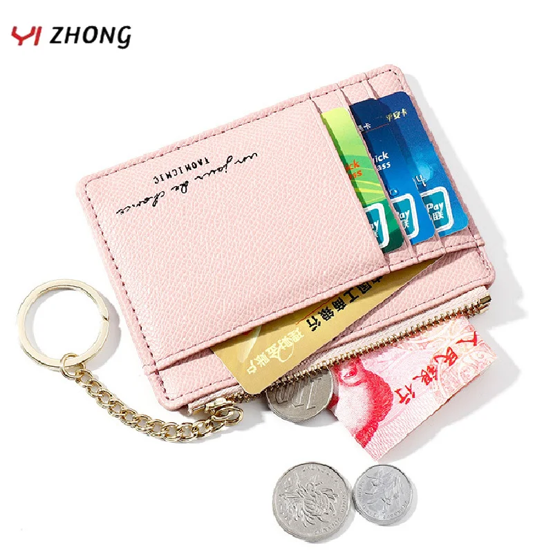 YIZHONG Мини Кожаный Luruxy Id держатель для карт женские кошельки модные кредитные карты кошелек цепочка кошелек женский бизнес кошельки