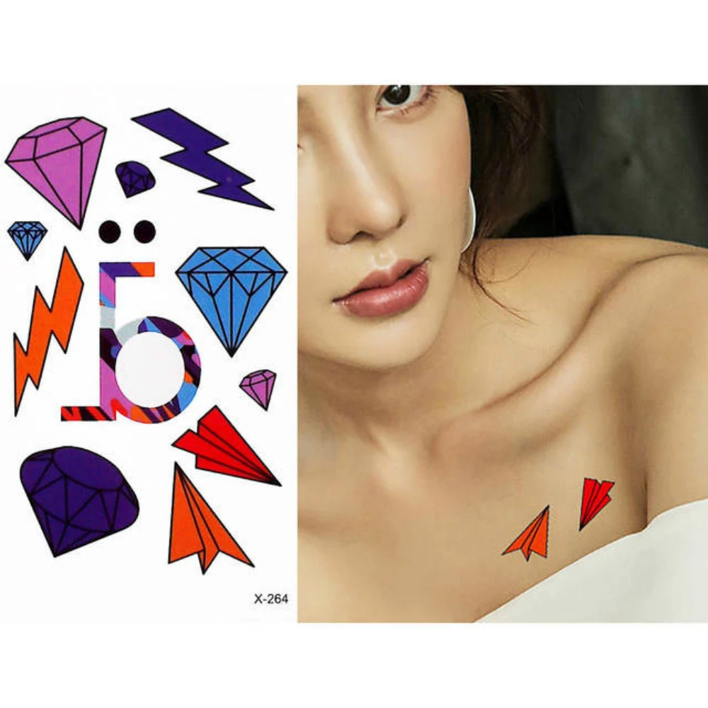 Цветные геометрические бриллианты водонепроницаемые тату-наклейки временные