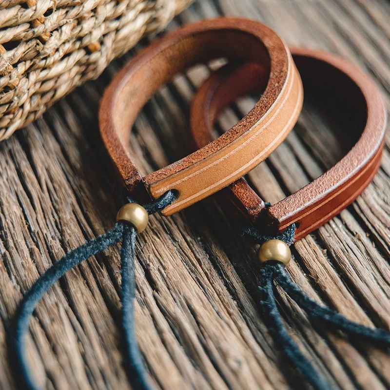 Фото Мужской кожаный веревочный браслет Maden с надписью Регулируемый Браслет-манжета