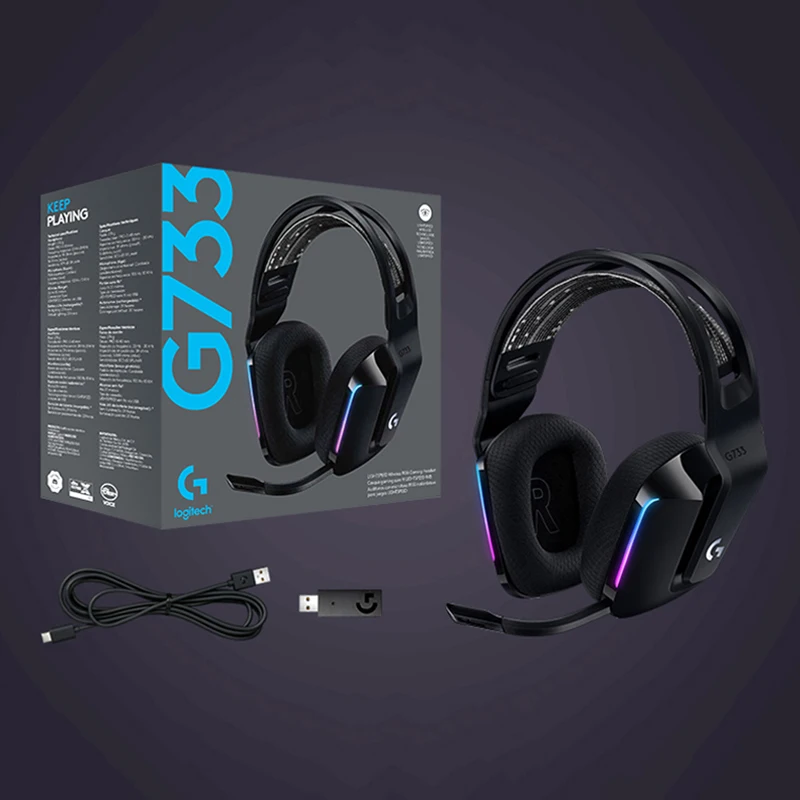 Logitech G733 LIGHTSPEED Wireless RGB Gaming Headset PRO-G DTS Headphone X 2.0 surround sound Suitable for computer gamers | Электроника