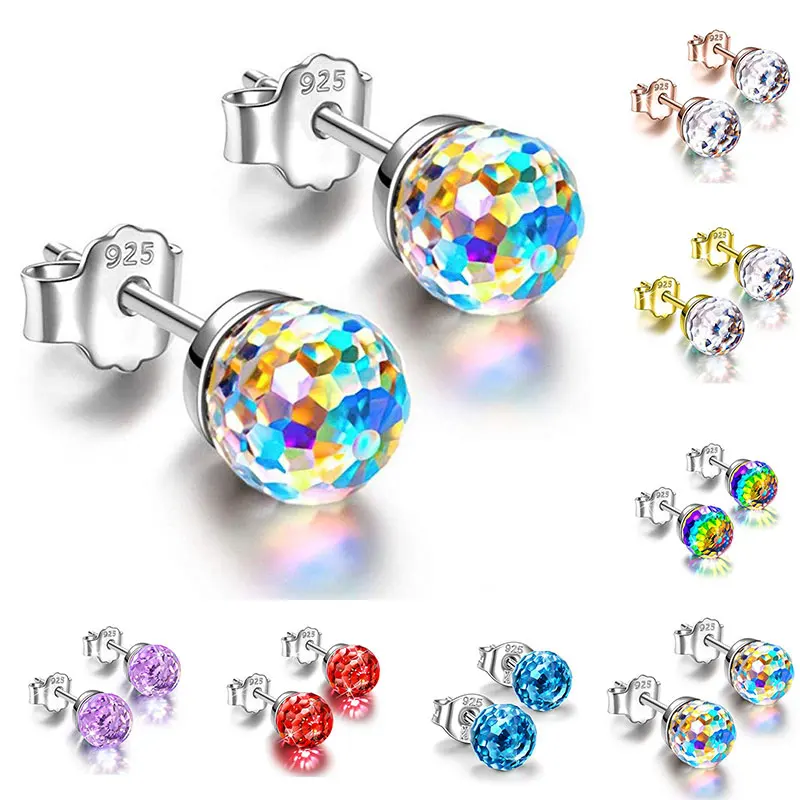 

Earring Ear Jewelry Exquisite Punk Women Man Crystal Ball Earrings Studs Bright Women's Earrings Colorful Crystal Ball Earrings