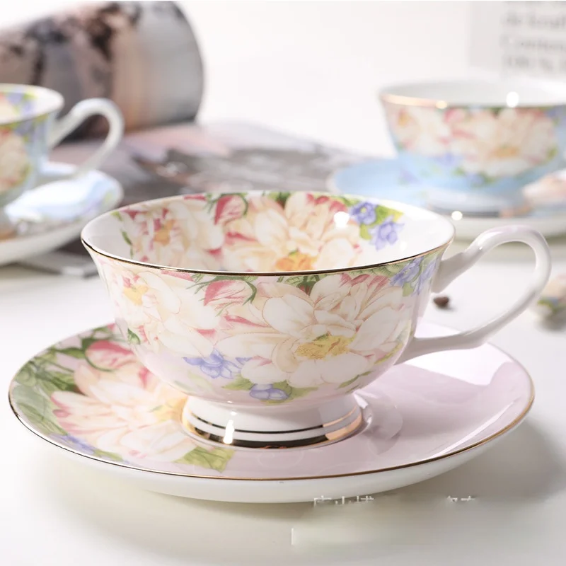 

European style gold foil bone china coffee cup plate ceramic coffee personality creativity