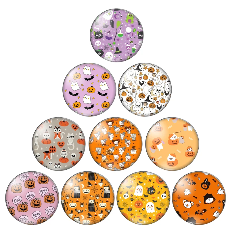 Круглый стеклянный кабошон для фото с изображением тыквы призраков на Хэллоуин 10
