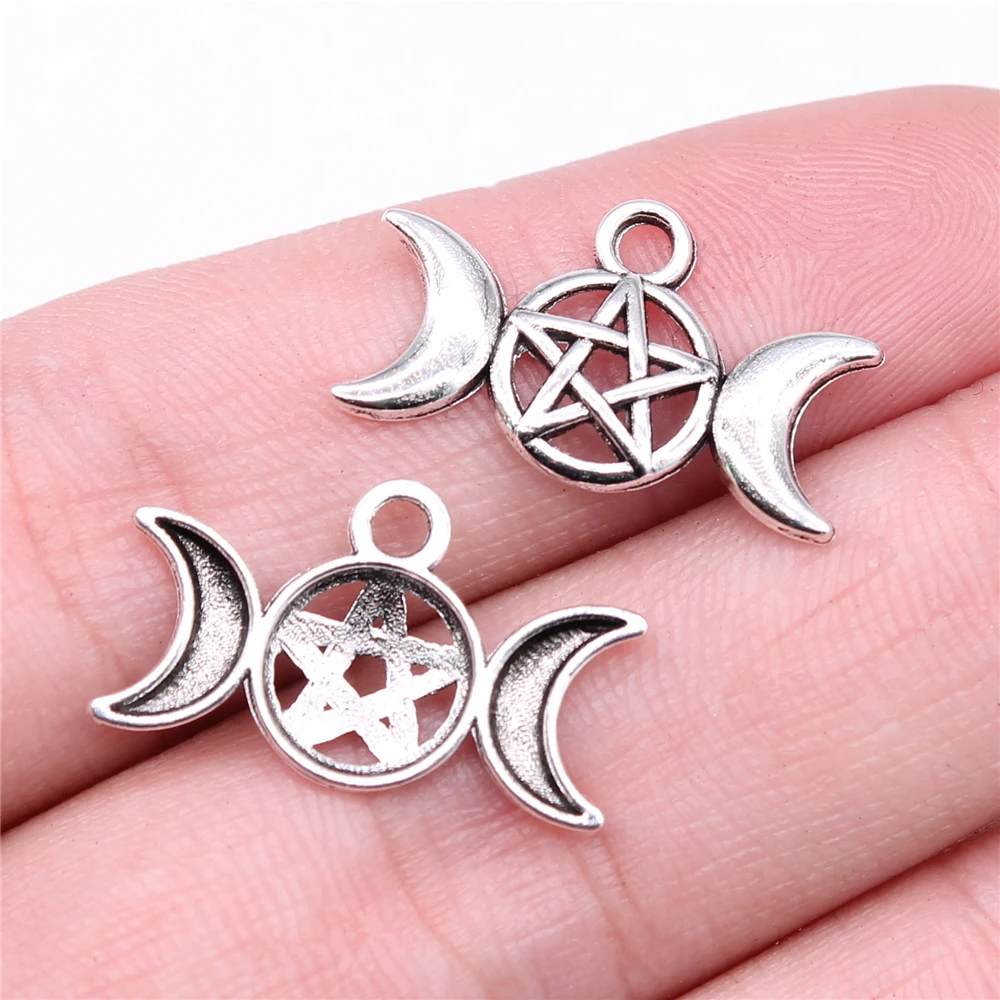 

40pcs 22x13mm The Goddess Of Moon And Star Charms Antique Silver Plated For DIY Jewelry Making Zinc Alloy Charms