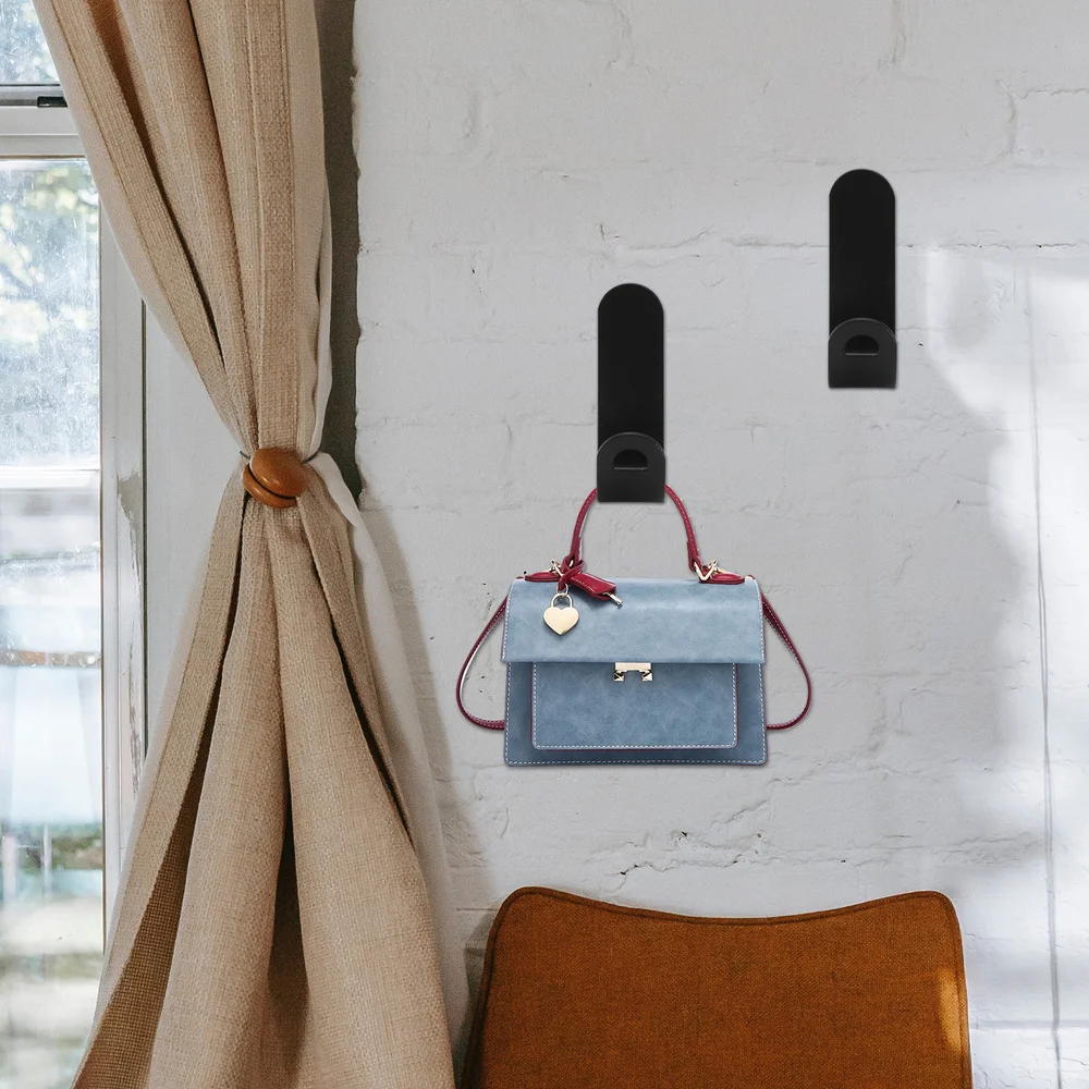 

10Pcs Simple Practical Hooks Strong Adhesive Hooks Strong Sticky Hooks (Black)