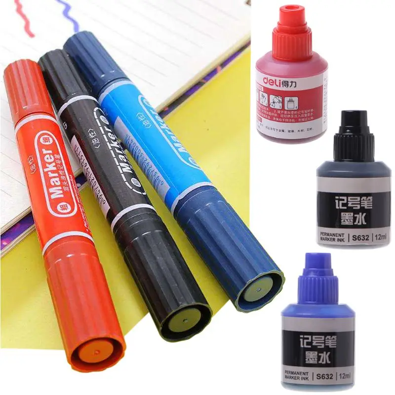 

12ml Waterproof Instantly Dry Graffiti Paint Pen Oil Ink Refill For Marker Pens for Refilling Inks Stationery School Office Supp