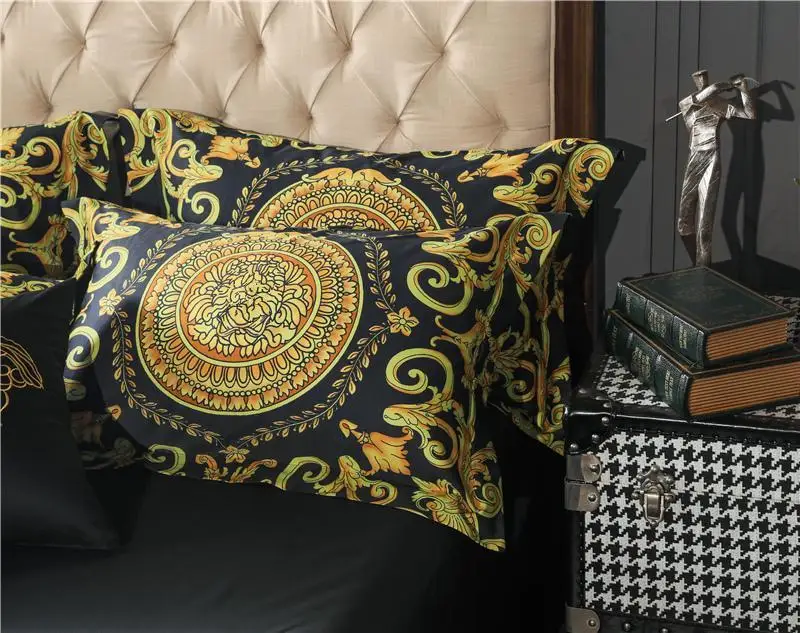 

31 100% Egypt Cotton Classic Bedding Set Silky Duvet Cover Sets Bed Sheet Pillowcases Queen King Size 4Pcs Square Cushions