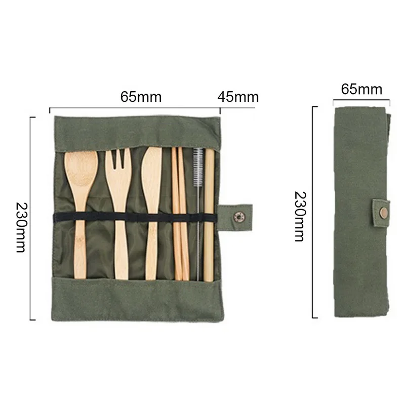 Бамбуковая посуда деревянный набор столовых приборов для путешествий
