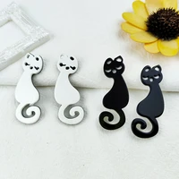 apeur 10pcspack lovely acrylic blackwhite cats resin earring charms keychain kitty pendant jewelry findings diy accessories