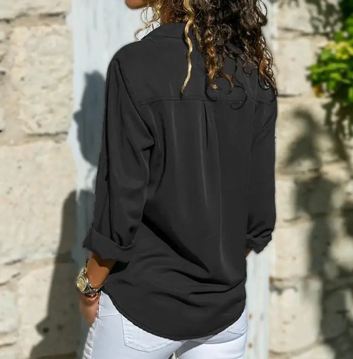 Женская Повседневная рубашка S-5XL блузка с длинным рукавом Офисная воротник