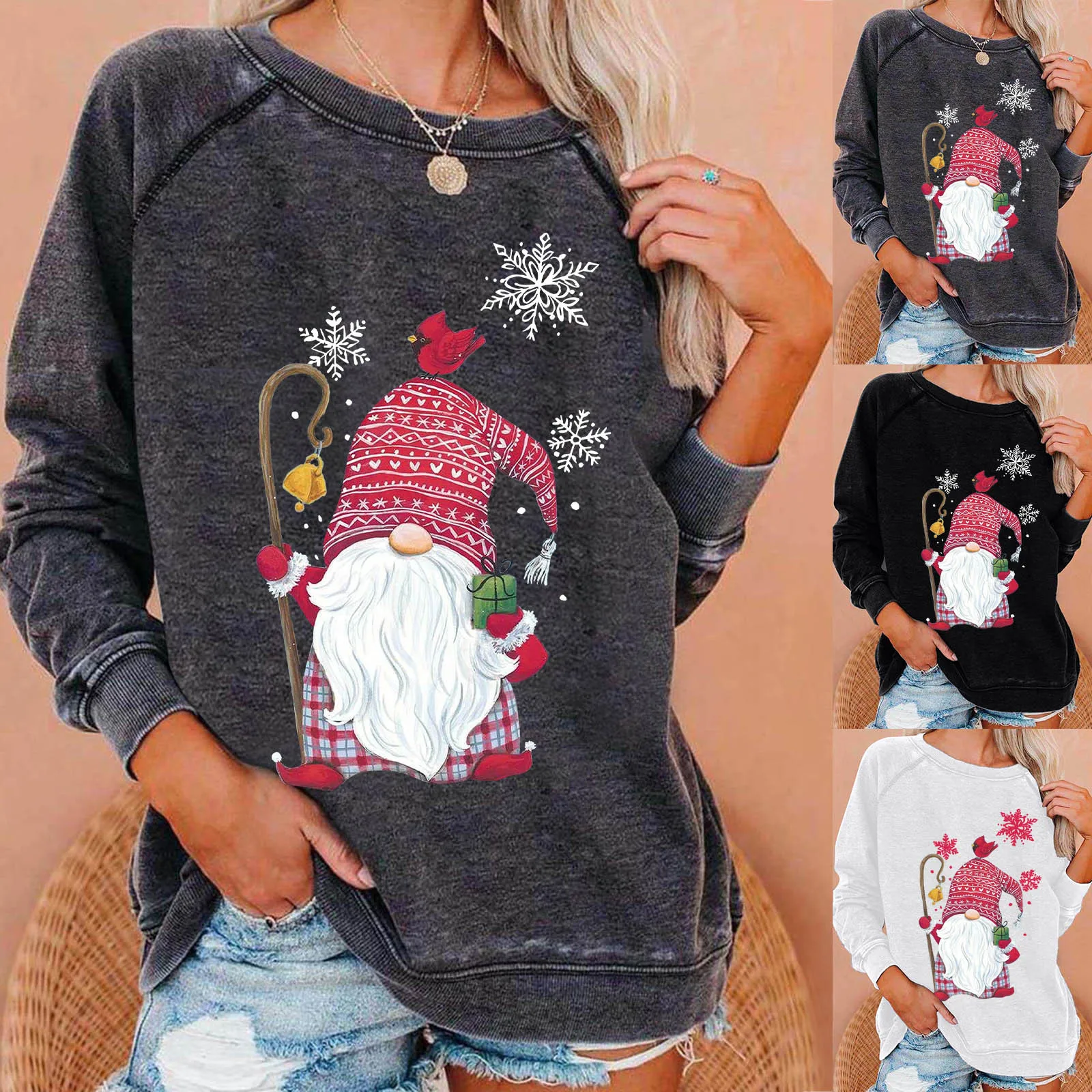 

Новая осенне-зимняя Свободная блузка Стандартный свитер с принтом