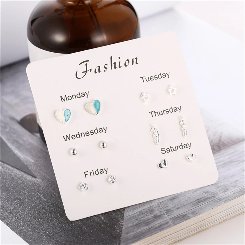 Женские серьги-гвоздики из искусственного камня 6 пар | Украшения и аксессуары