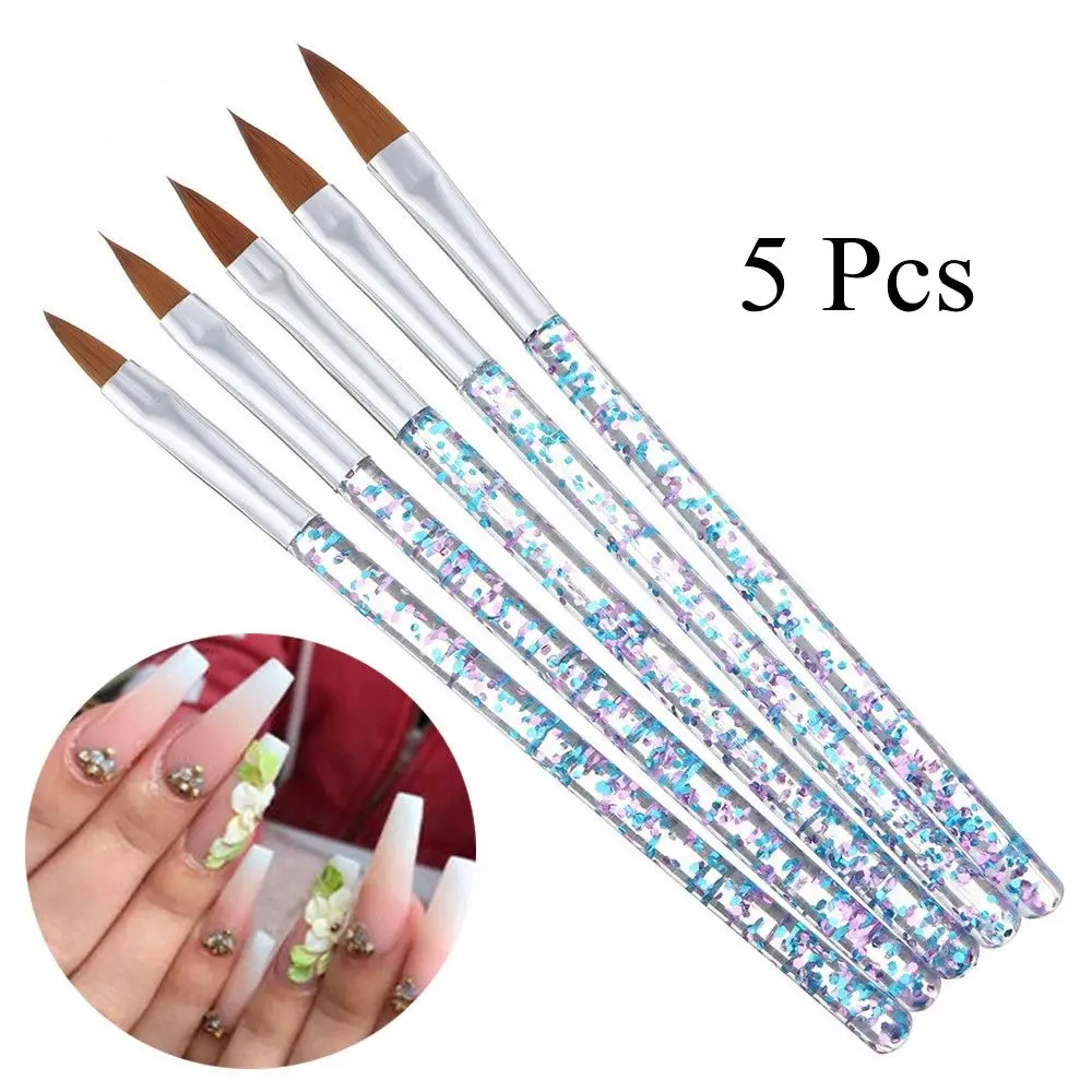 

5Pcs/Set Acrylic Nail Art Crystal Brush UV Gel Painting Dotting Pen Carving Tips Manicure Salon Tools