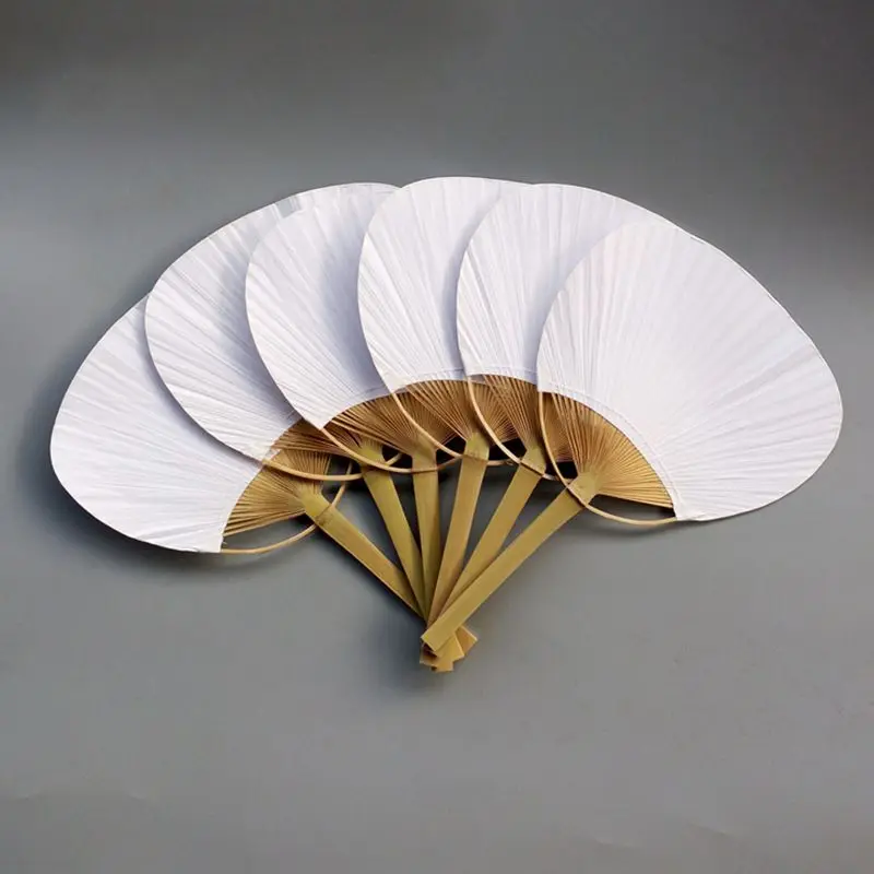 

Pai pai bambu 20pcs Pure white bamboo handle blank calligraphy painting blank group fan white fan summer