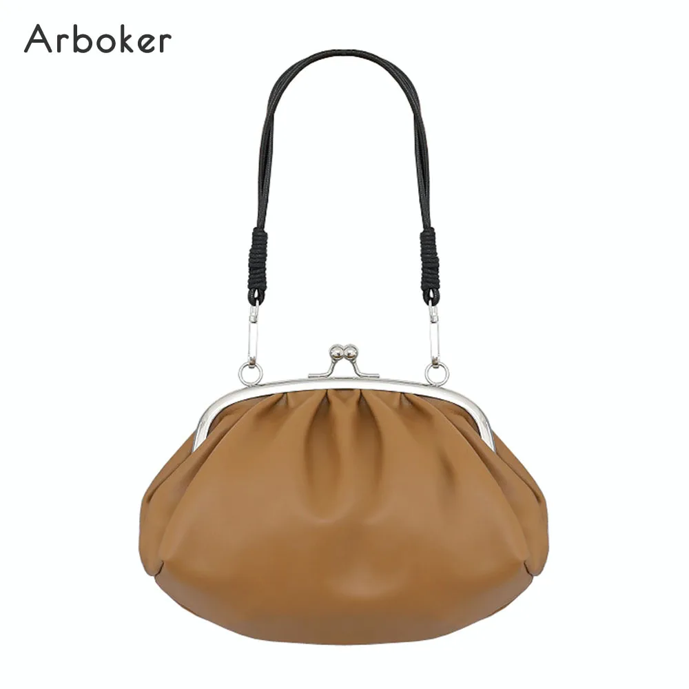 

Retro PU Leather Handbag Classical Women Hobos Shoulder Bags Solid Crossbody Bag Vintage Soft Small Messenger Bags For Female