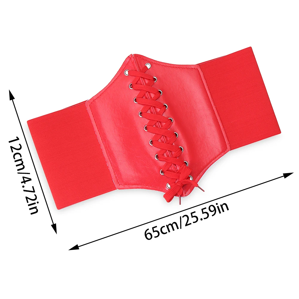 

1Pc 2021Corset Wide Belts Pu Leather Slimming Body Belts for Women Elastic Waist Belts Lace Up Cinch Tie Waistband Solid GIFTS