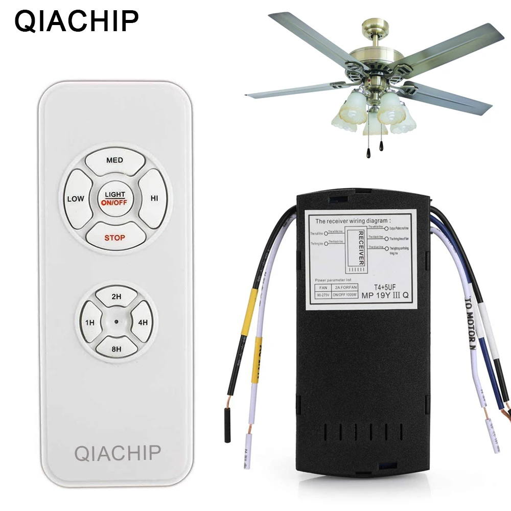 

QIACHIP Universal Ceiling Fan Lamp Remote Control Kit AC 110-240V Timing Control Switch Adjusted Wind Speed Transmitter Receiver