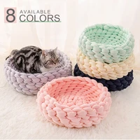 warm soft dog cat bed handmade knit pet kennel for small dogs cats cave basket detachable pet sleeping bags cozy pets house